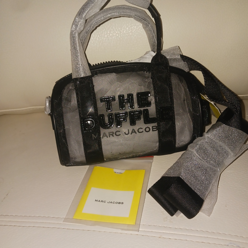 Marc Jacobs Black and Silver Mini Duffel Bag
